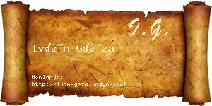 Iván Géza névjegykártya